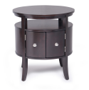 Round End Table with Shelf and 2-door compartment