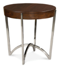 Round Laminate Side Table with Stainless Steel Base